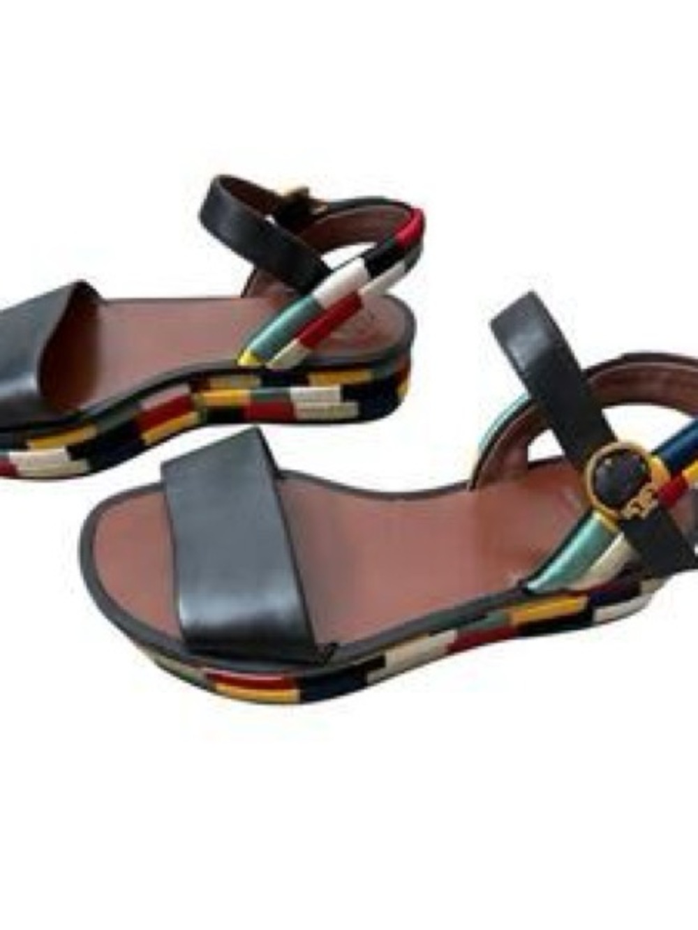 Tory Burch Camilla platform sandal w/stitched colorful bottom and leather upper - Picture 4 of 13